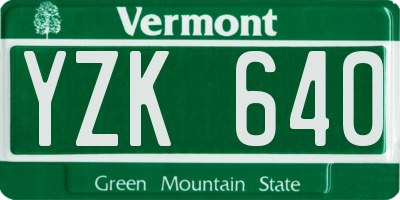 VT license plate YZK640