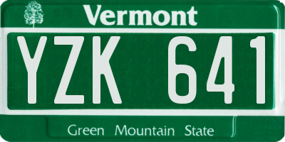 VT license plate YZK641