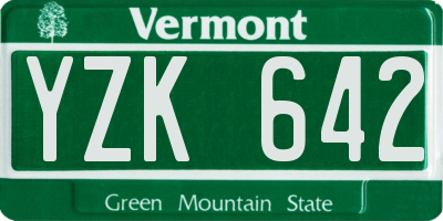 VT license plate YZK642