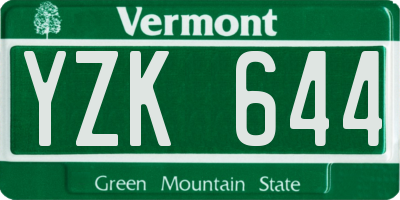 VT license plate YZK644