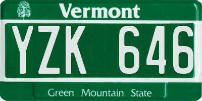 VT license plate YZK646