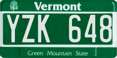 VT license plate YZK648