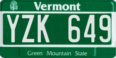VT license plate YZK649