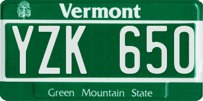 VT license plate YZK650