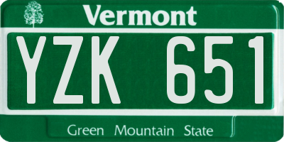 VT license plate YZK651