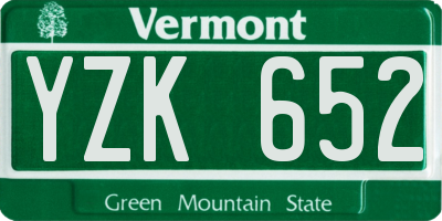 VT license plate YZK652