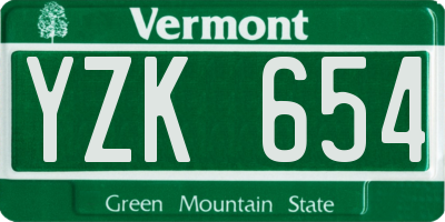VT license plate YZK654