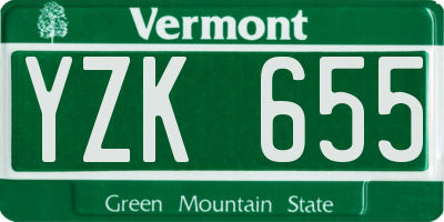 VT license plate YZK655