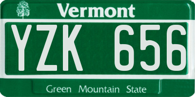 VT license plate YZK656