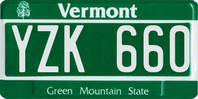 VT license plate YZK660