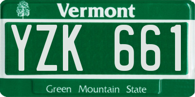 VT license plate YZK661