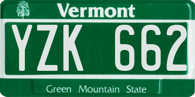 VT license plate YZK662