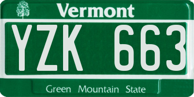 VT license plate YZK663