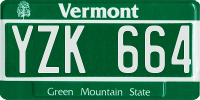 VT license plate YZK664