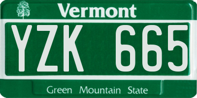 VT license plate YZK665