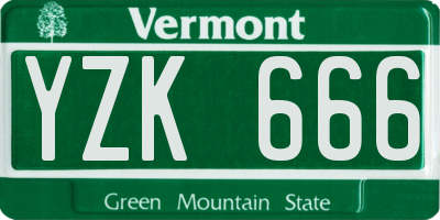 VT license plate YZK666