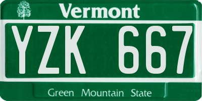 VT license plate YZK667