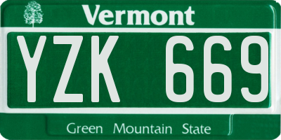 VT license plate YZK669