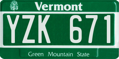 VT license plate YZK671