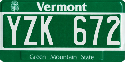 VT license plate YZK672
