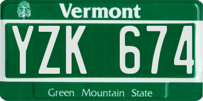 VT license plate YZK674