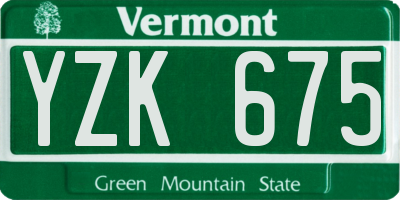 VT license plate YZK675