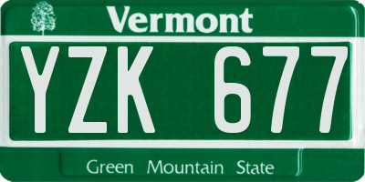 VT license plate YZK677
