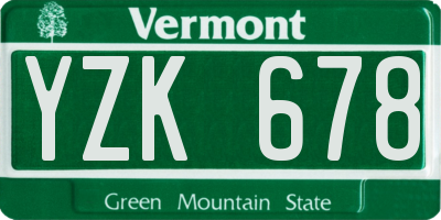 VT license plate YZK678