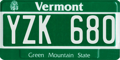 VT license plate YZK680