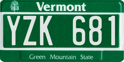VT license plate YZK681