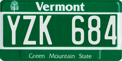 VT license plate YZK684