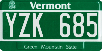 VT license plate YZK685
