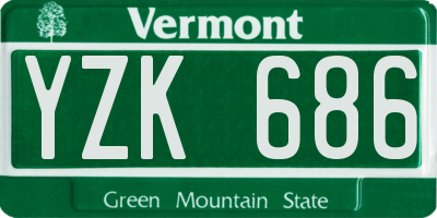 VT license plate YZK686