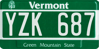 VT license plate YZK687