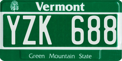 VT license plate YZK688