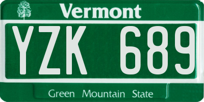 VT license plate YZK689