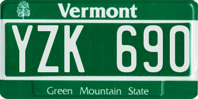 VT license plate YZK690
