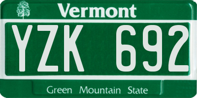 VT license plate YZK692