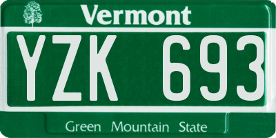 VT license plate YZK693