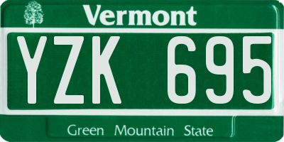 VT license plate YZK695