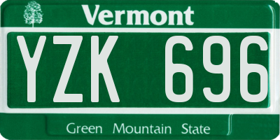 VT license plate YZK696