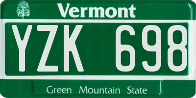 VT license plate YZK698
