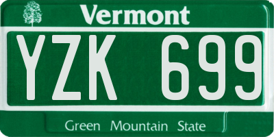 VT license plate YZK699