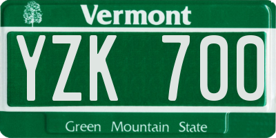 VT license plate YZK700