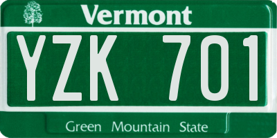VT license plate YZK701