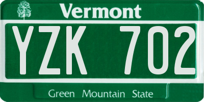 VT license plate YZK702