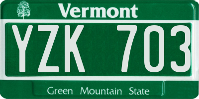VT license plate YZK703