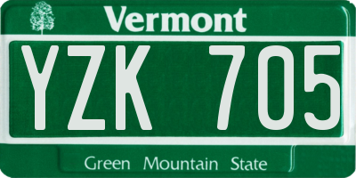VT license plate YZK705