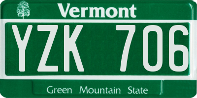 VT license plate YZK706
