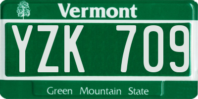 VT license plate YZK709